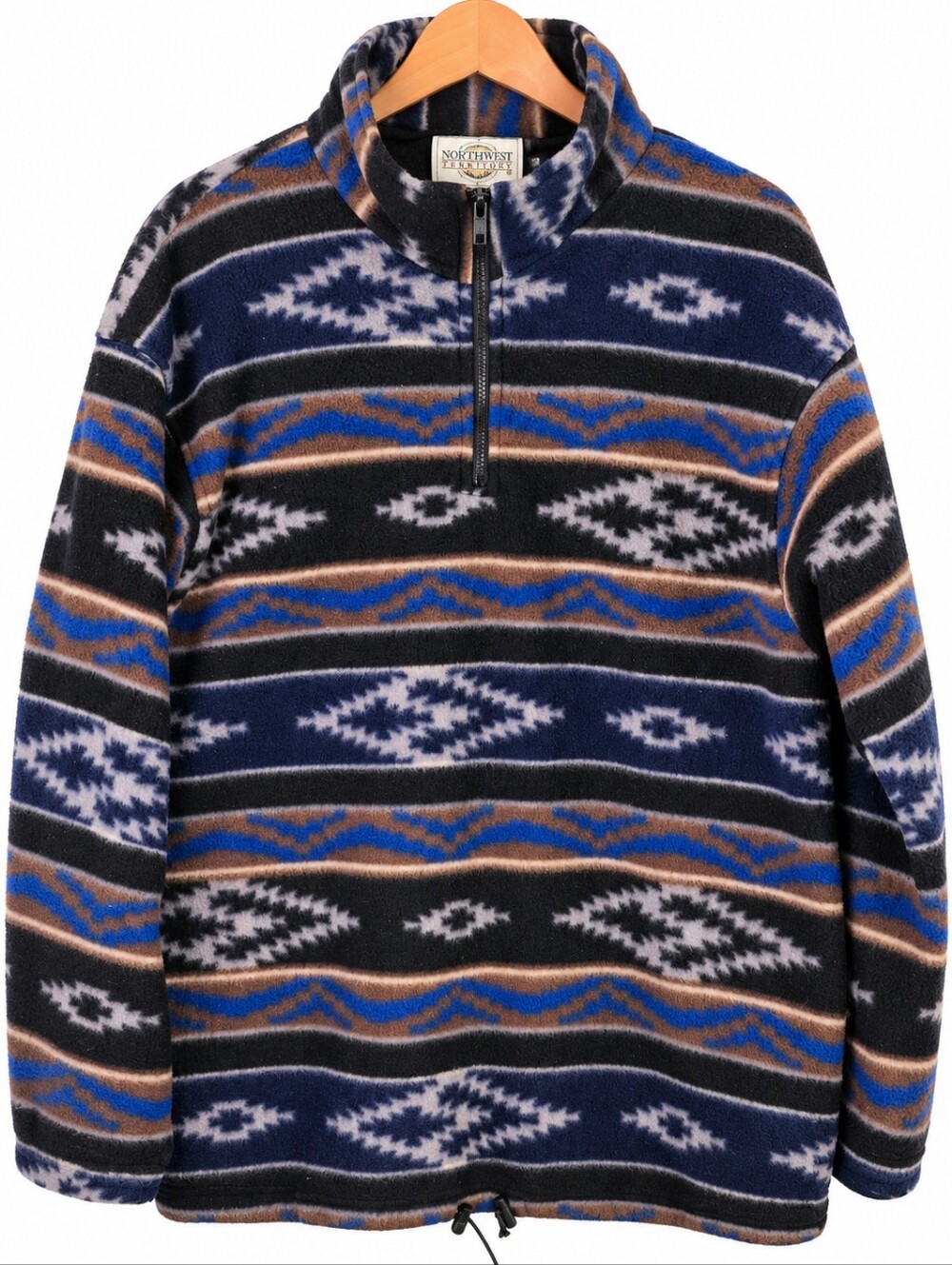 Northwest Territory XL Southwestern Fleece Quarter Zip Pullover Blue Brown